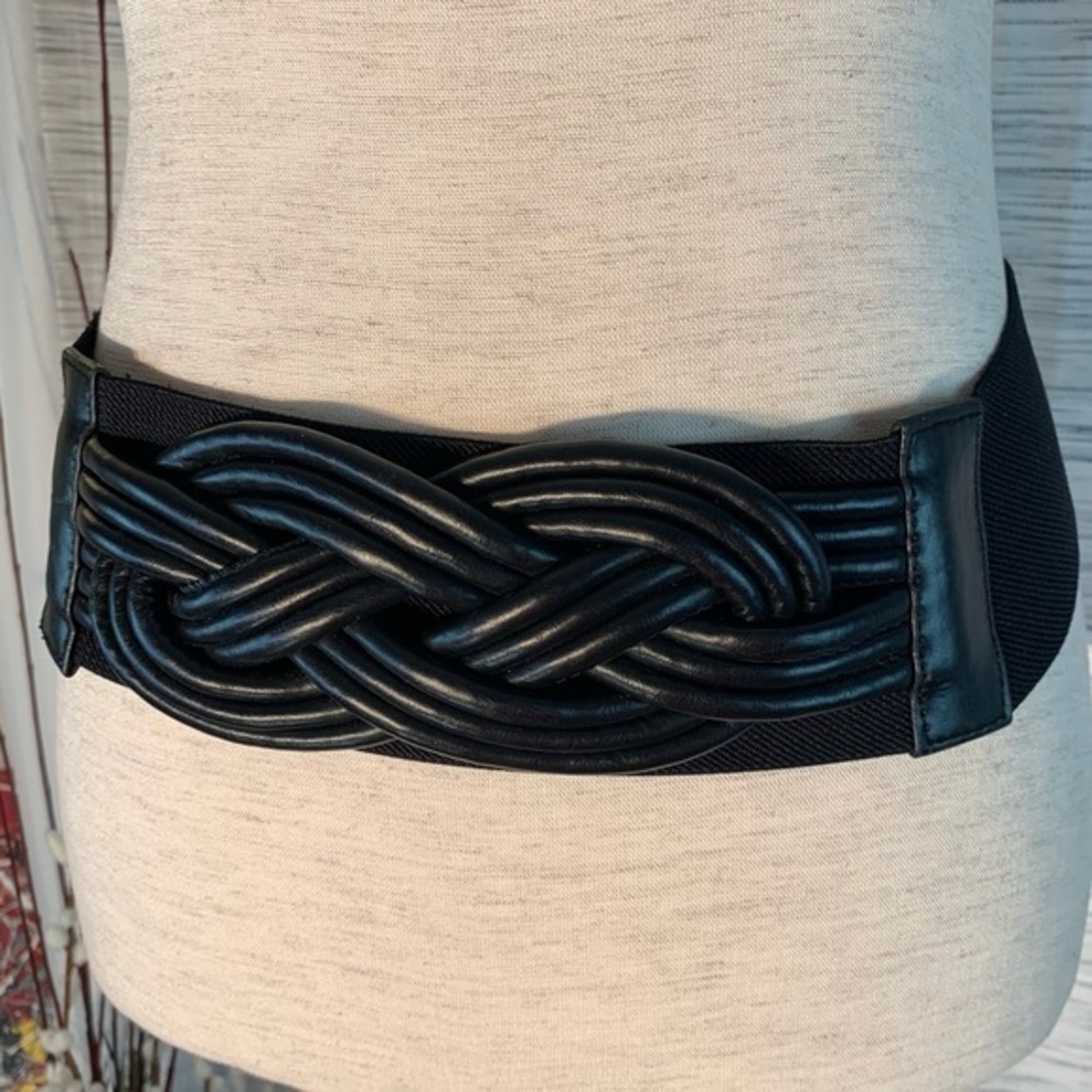 Black wide Waist band belt with 3 snaps.